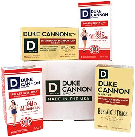 Duke Cannon The Boilermaker Big Brick Soap Gift Set for Men: The Beer and Bourbon Box, 4 Count