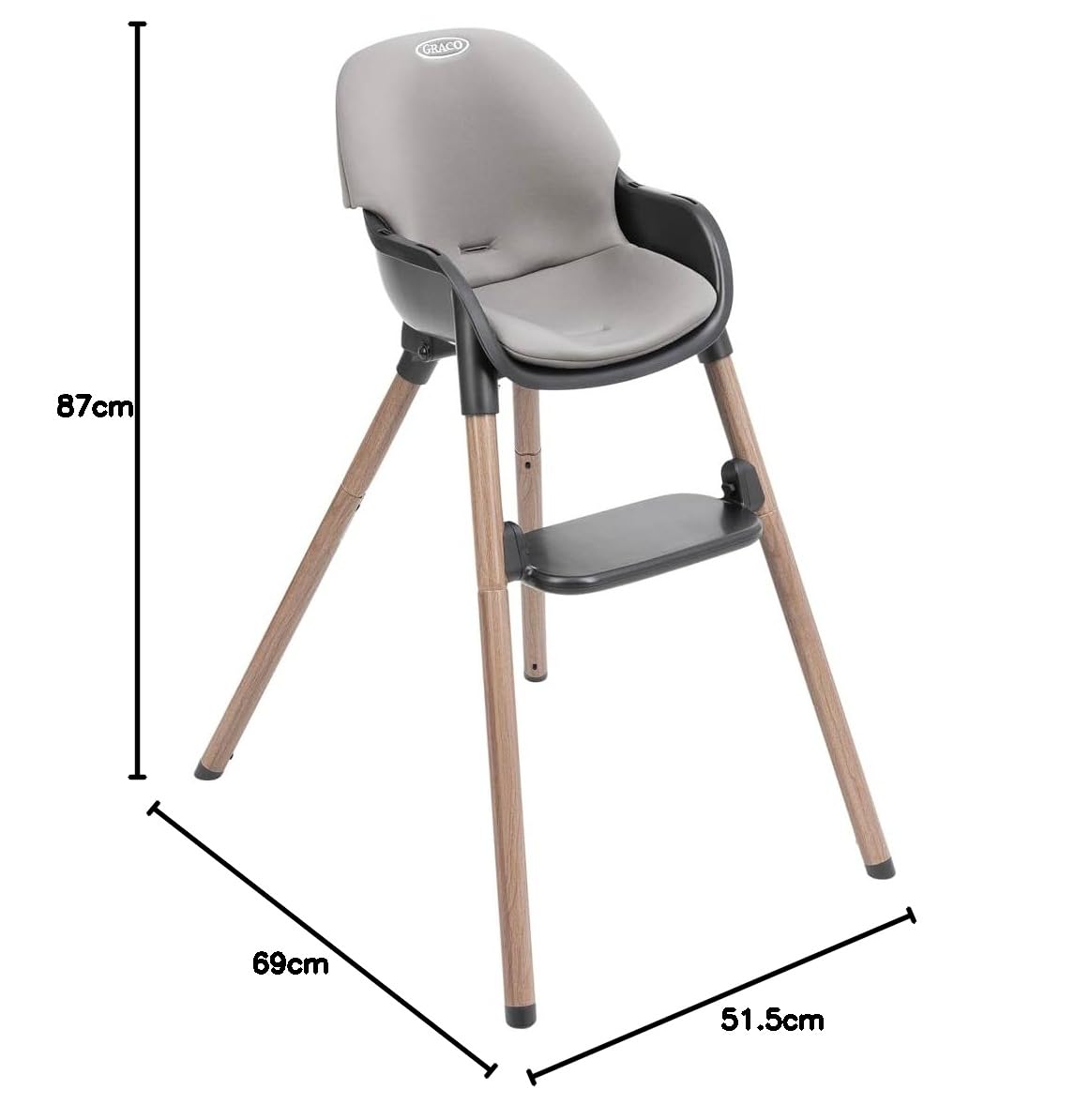 Graco - Presti™ Trona de plegado rápido 3-en-1: trona, taburete infantil, silla baja. Apto desde los 6 meses hasta aprox. 6 años (máx. 27,3 kg), color Steeple Gray