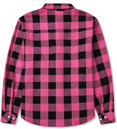 Image of SANGTREE Women and Girls Long Sleeve Flannel Casual Button Down Plaid Shirt