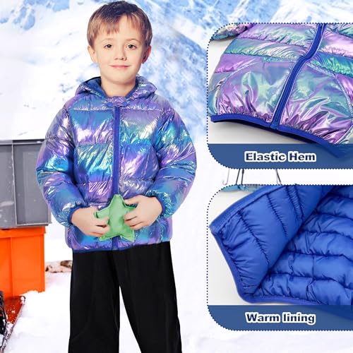JinBei Jungen Winterjacke Kleinkind Steppjacke Blau Winddicht Kinderjacke mit Kapuze Ultraleicht Kinder Jacket Wintermantel Baby Winter Jacke mit Taschen, GR.86-92, 1-2 Jahre