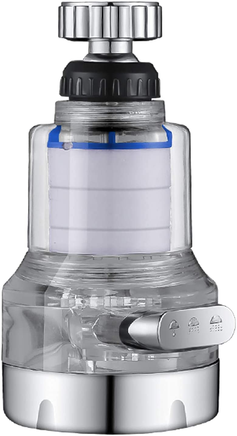 smile angel Kitchen Faucet Sprayer Head Attachment 360degreeRevolving Kitchen Faucet Aerator Sprayer 3 Modes Adjustable Replaceable Splash-proof Faucet Shower Replaceable Filter Element transparent