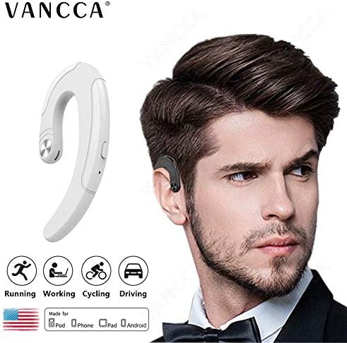 Bone Conduction Earphones Headphones Bluetooth 5.0 Wireless Headset with Microphone Sweatproof Mini Air Hook for iPhone Android Kids Running Exercise Sport Lightweight Noise Cancelling,White 1 pc