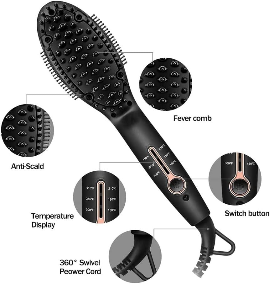 Plancha para Barba y Cabello con Cerámica, Rizador y Cepillo Eléctrico Caliente Profesional, Forma de Peine miniatura 6