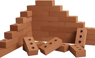 Deekin 30 Large Foam Brick Building Blocks for Kids - Safe EVA Stacking Toys 8x4x2.4in with Circle Holes