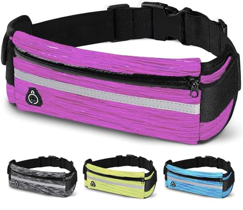 CREADY® Riñonera Deportiva Hombre de Neopreno cinturón Running Mujer Impermeable Unisex con Tiras Reflectantes y Correa Ajustable para iPhone 12/12Pro/12ProMax/XR/XS/X/8 Samsung S20/10/S9/S8 (Rosa)