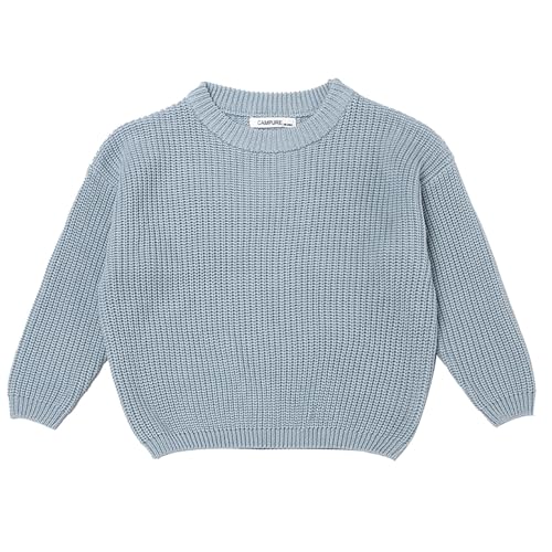 Solid Loose Chunky Sweater for Kids Thermal Long Sleeve Cable Ribbed Knit Crewneck Sweatshirt Fall Winter Warm Top