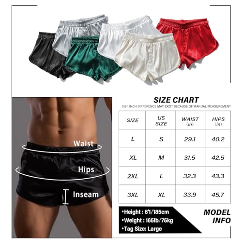 Mens Satin Silk Boxers Sexy Lounge Shorts 3 Inch Inseam Pajama Bottoms Silky Boxer Briefs2