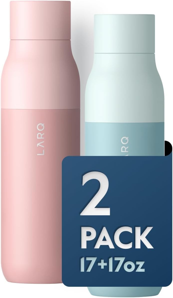 LARQ Holiday Bundle Set Bottle PureVis, Self-Cleaning Water Bottle 17oz | Reusable Bottles, Travel Friendly, BPA free