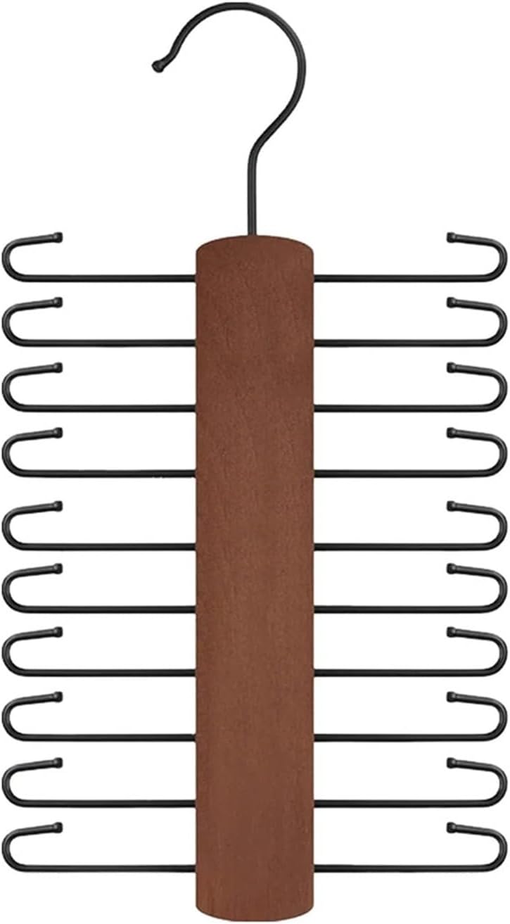 Wooden Tie Rack Belt Storage Hanger Anti-Slip Small Items for Ties Scarf Organize(Retro A)