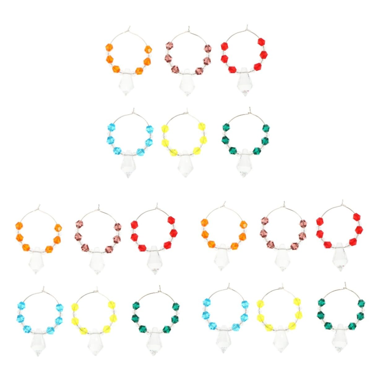 PRETYZOOM 18stücke Weinglas Charms Mit Diamant-design Bunte Beads Zur Identifikation Von Gläsern Für Partys Hochzeiten Und Feiern Praktische Weinglasmarkierer Gemischten Farben