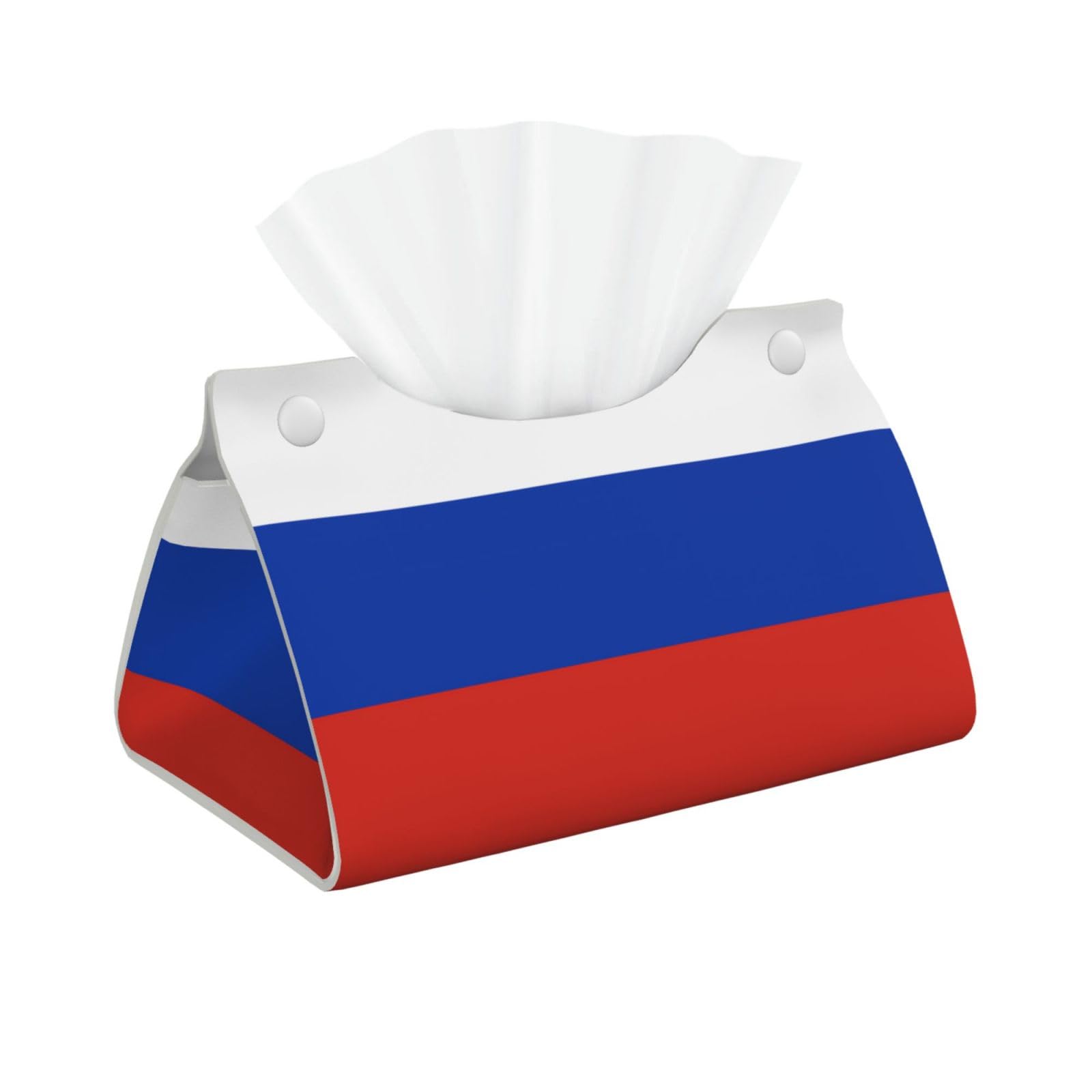 Russian Flag Rectangular Leather Tissue Box Cover, Folding Facial Tissue Holder Dispenser for Car