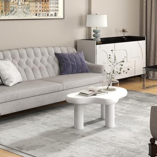 Table basse blanche durable 86cm pour effacer les traces de verre salon - 5