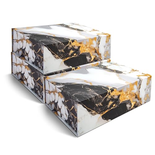 Boîtes cadeaux souvenirs de luxe 29x19x8cm | Boîtes décoratives marbrées dorées avec couvercles