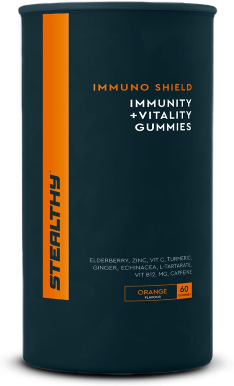 Immuno Shield Immunity & Vitality Gummies With Turmeric, Ginger, Vitamin C, Elderberry for Healthy Immune System, 100% Vegan, Sugar Free & Gluten Free - Orange 60 Gummy (Pack of 1)