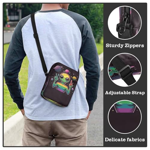 MCHIVER Small Messenger Bag Lgbt Peace Alien Black Crossbody Bag for Men Women Handbags Fanny Packs for Concert Beach Travel4