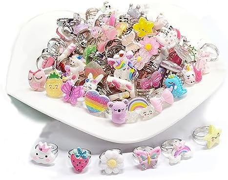 Fineder 36pcs Children Kids Little Girl Gift, Jewelry Adjustable Rings ...