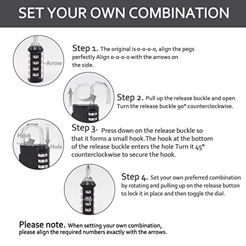 Vervida Combination Lock Resettable, 2 Pack 4 Digit Outdoor Waterproof Combo Padlock For School Gym Locker, Sports Locker, Fence, Toolbox, Gate, Hasp Storage (Black) #TOP6