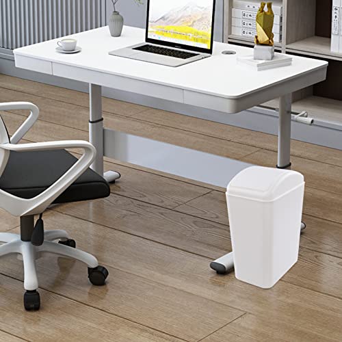 Image of 4.5 Gallon Plastic Trash Can with Swing Lid, Slim Swing Top Garbage Can, White