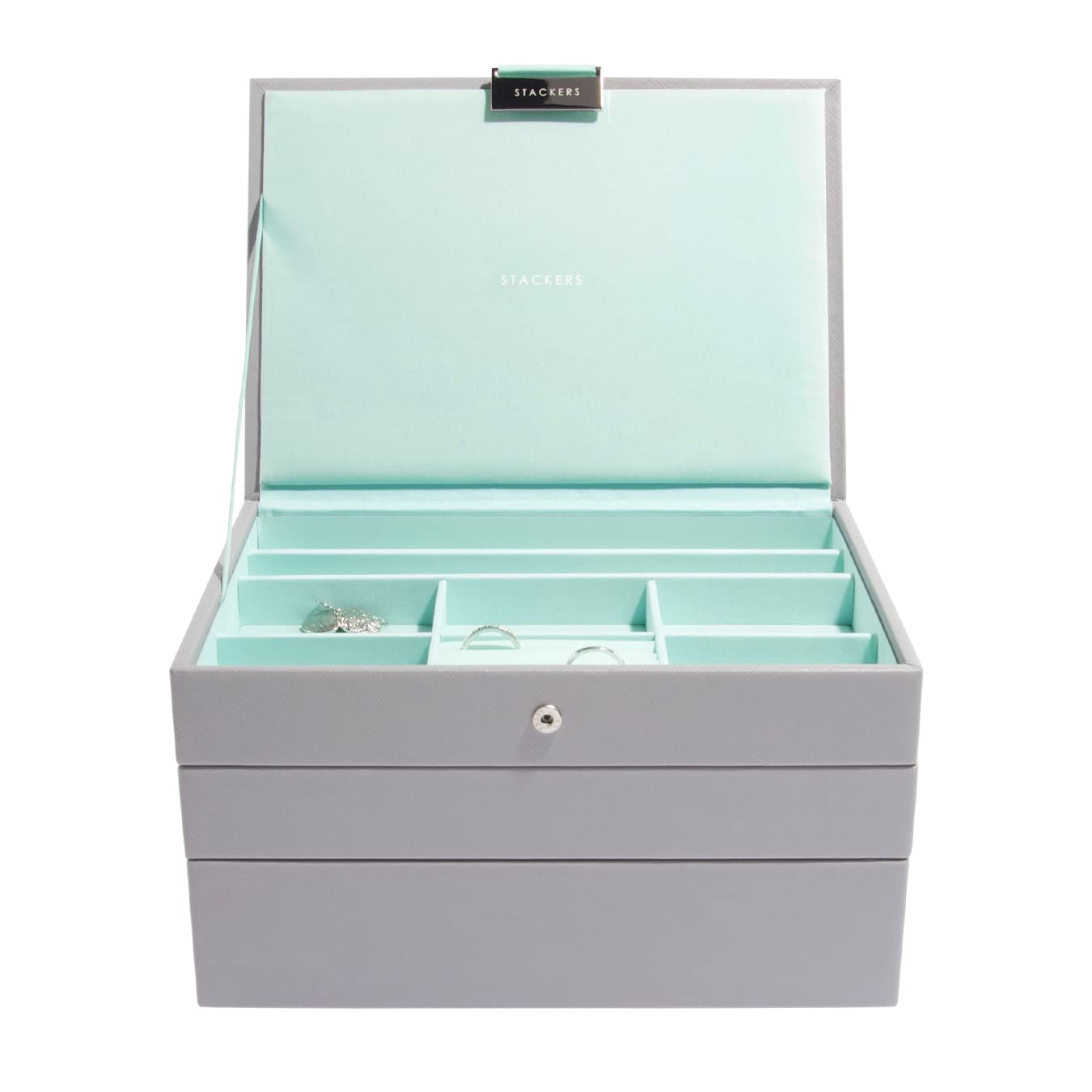 Stackers Dove Grey & Mint Classic Jewellery Box, Set of 3
