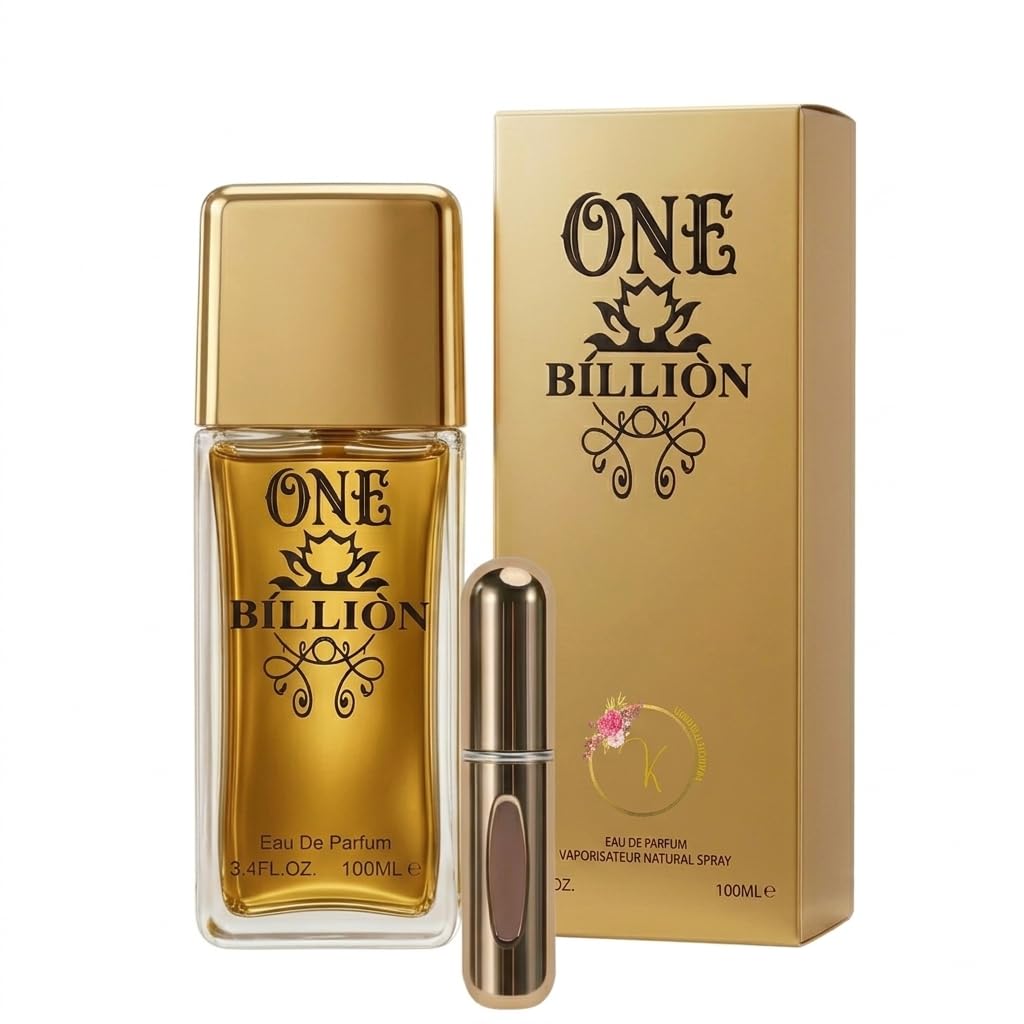 ONE BILLION Eau De Parfum for Men Set with Travel Atomizer – Long Lasting Luxury Fragrance Cologne Spray, Warm Amber & Spice Scent + Portable Pocket Refill – 3.4 fl oz / 100ml
