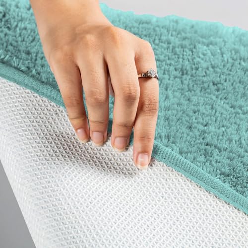 Image of LUXE HOME INTERNATIONAL Microfiber Rectangular Home Bath Mat Super Soft Non Slip Vegas Mats for Bathroom, Kitchen, Bedroom, and Door (40X60 Cm, Aqua) Pack of 1