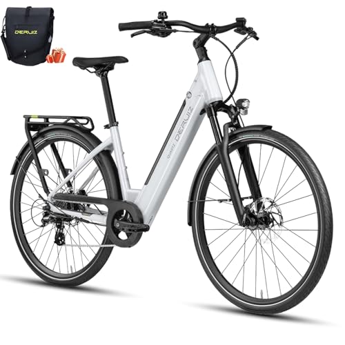 DERUIZ Quartz E Bike,28 Zoll Elektrofahrrad Herren Damen mit Drehmomentsensor & hydraulische Bremsen,48V 13.4Ah Akku, Reichweite bis zu161 KM, 8-Gang-Kettenschaltung, Pedelec Citybike