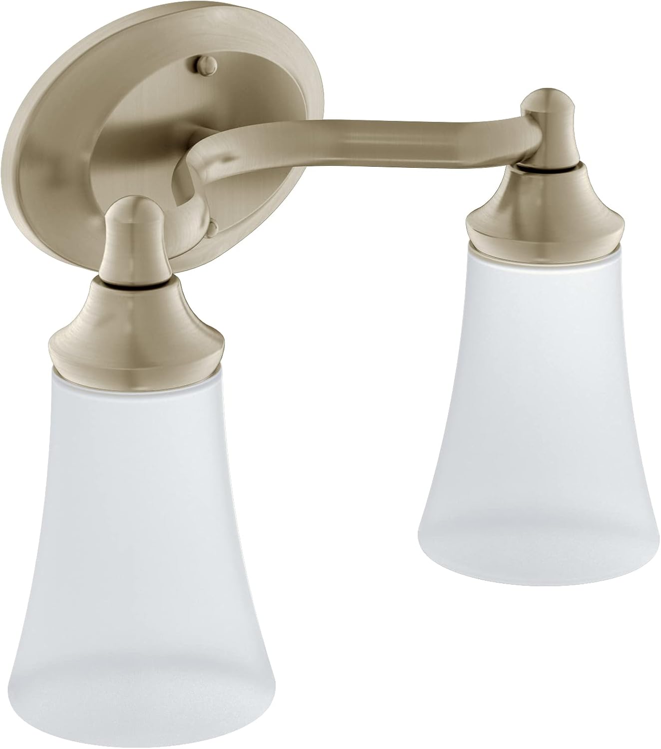 Moen YB2862BN Eva 2-Light Dual-Mount Bath Bathroom Vanity Fixture with Frosted Glass, Brushed Nickel Brushed Nickel 2-Light