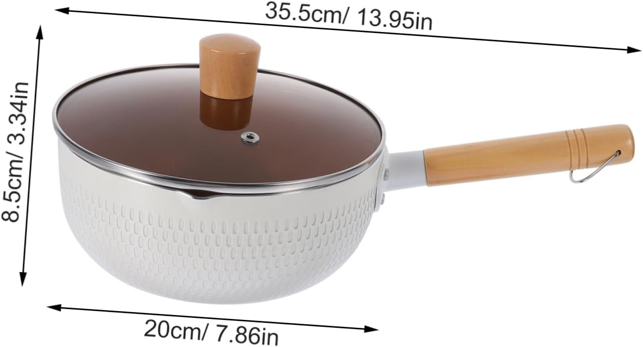 Ciieeo 1 Set Nonstick with Transparent Lid Japanese Style Saucepan for Noodles Cooking and Sauces Scalding Wooden Handle Versatile Kitchen Gadget