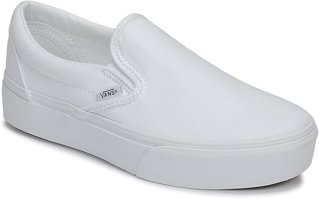 white platform vans slip on