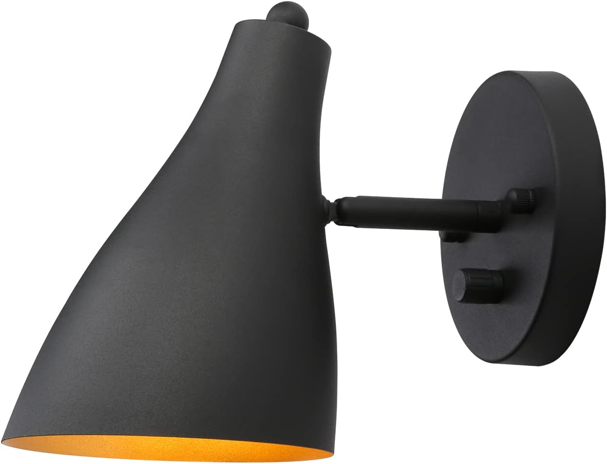 Pathson Adjustable Wall Sconce Lighting with Dimmer Switch, Vintage Bedside Wall Vanity Lighting Matte Black Finish, Hardwired Wall Light Lamp for Bathroom Bedroom Living Room