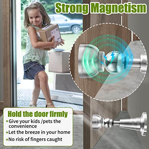 TOKPLNU Magnetic Door Stop, Soft Catch Magnetic Door Holder with Updated Hydraulic Shock Absorber, Stainless Steel, Heavy Duty Magnetic Door Stopper Floor Wall Mounted Outdoor Doorstop, Keep Door Open - Image 4