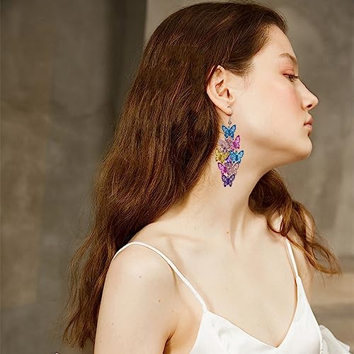 Nine Piece Butterfly Earrings Mix Color Bohemia Style Long Drop Dangle Hook Earrings Lightweight Fashion Style Butterfly Earrings Holiday Gifts Jewelry for Women3