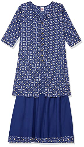 Image of Amazon Brand - Jam & Honey Rayon Girl Festive Printed Salwar Suit Set Which Is Both Comfortable And Stylish