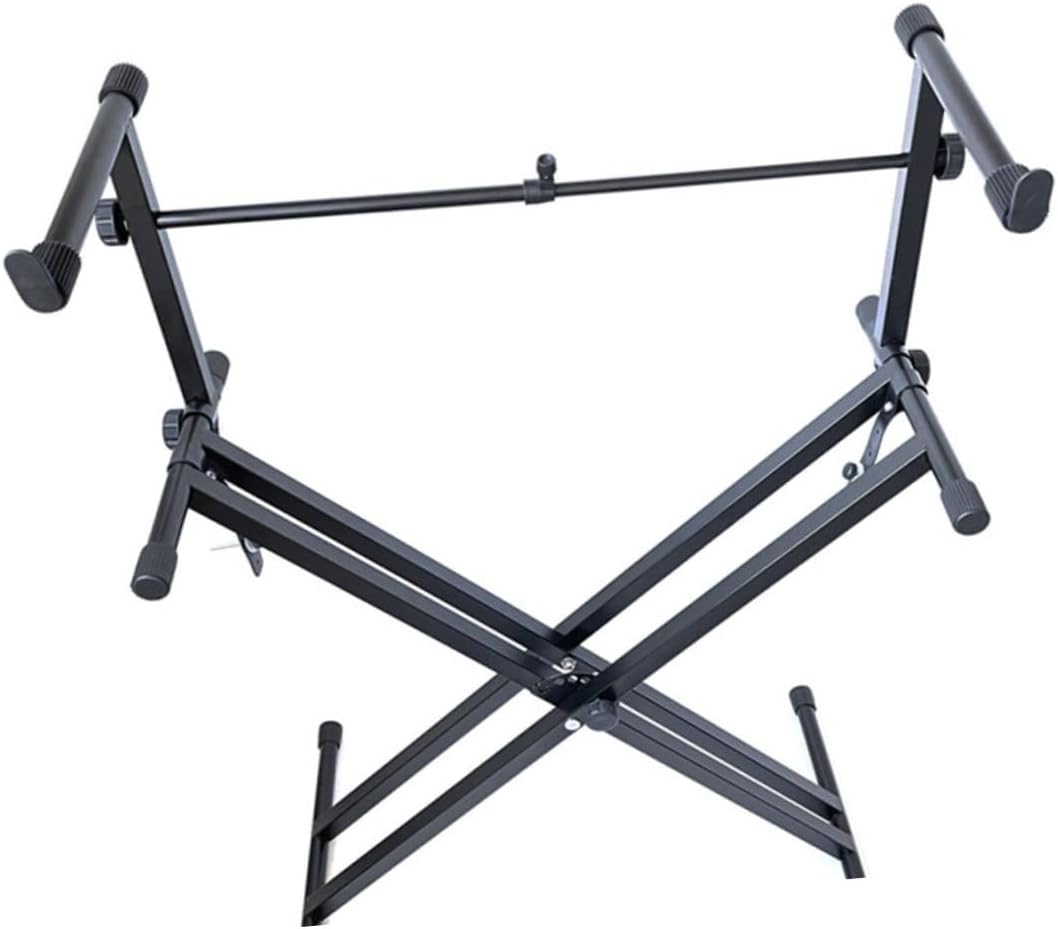 ERINGOGO Adjustable Electric Keyboard Stand Height Extension Portable Reliable Keyboard Holder for Comfortable Playing Position Double Tube Design Black