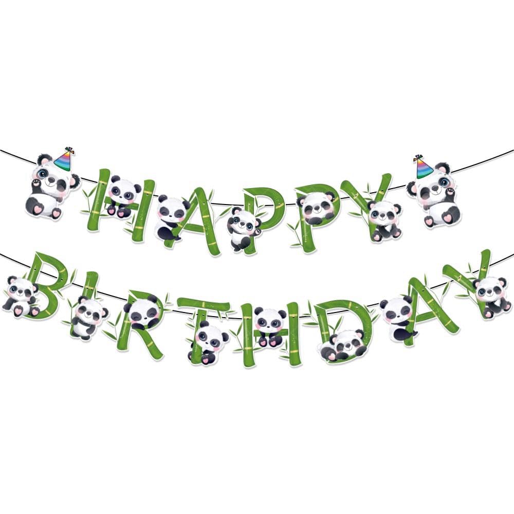 Bessy Shop Panda Kids Birthday Banner, Panda Theme Decorations, Black and White, Small, 15 Pack