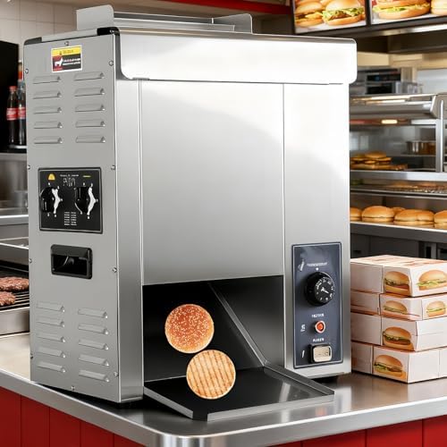 2000W Commercial Hamburger Bun Baking Machine, 2000W Electric Vertical Burger Bread Toaster, for Restaurants, Fast Food Restaurants, Processing PlantshkMBJ17512