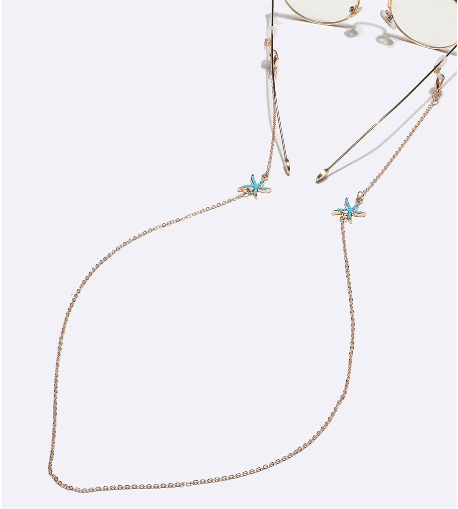 Gold Turquoise Handmade Eyeglass Chain Mouthpiece Non-Slip Cord