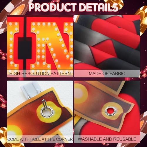 Image of Peryiter 3 Pcs Casino Movie Night Porch Sign Banner Movie Casino Theme Party Decorations VIP Door Entrance Banner Movie Theater Welcome Porch Sign Red Carpet Party Decoration (Casino Night)