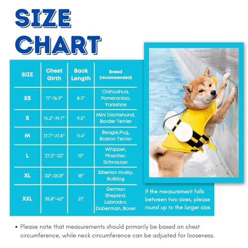 Dog Life Jacket with Cute Bee Design, Extra Chin Support, Reflective Accents and Strong Rescue Handle with Safety Leash Attachment Dog Life Jacket with Cute Bee Design, Extra Chin Support, Reflective Accents and Strong Rescue Handle with Safety Leash Attachment