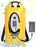 Floating Dry Bag Waterproof with Bluetooth Speaker Solar Light - 20L Roll Top Dry Sack Keeps Gear Dry for Men Women Kayaking, Beach, Rafting, Boating, Hiking, Camping and Fishing