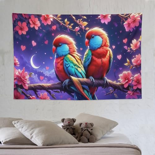 Tapisserie perroquet 3D PAZZK de 150×230 cm pour deco murale salon