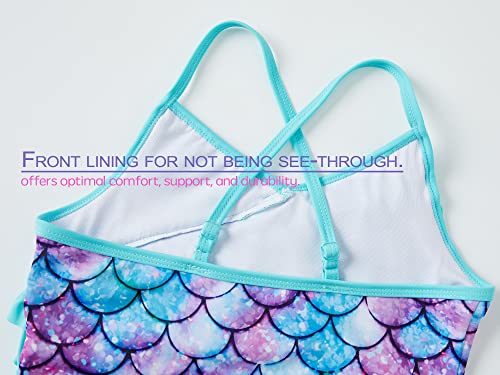 Girls Ruffle Sparkling Mermaid Swimsuit Bathing Suit Swimwear Kid Size 5/64