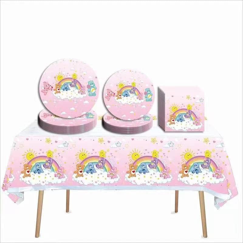 41 pcs bear Themed Party Supplies, 20 Plates, 20 Napkins and 1 Tablecloth, bear Birthday Party Decorations for Boys and Girls