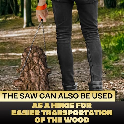 Rope Saw for Tree Limbs - Pocket Chainsaw for Survival with Bag | Stainless Steel 25" Folding Tree Saw with Bi-Directional Teeth, Essential for Camping Gear Survival Gear Compact Design for Easy Carry thumbnail 9