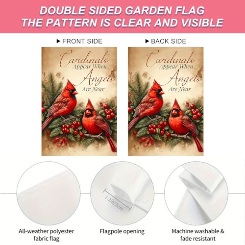 Image of BlissYard Winter Garden Flag Cardinal Angels Quote 12 x 18 Inch