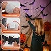2025 Nuevo murciélago decorativo de Halloween, murciélago 3D con LED, pegatinas de pared Halloween decoración de fiestas, decoración para exteriores e interiores (12 unidades) #4