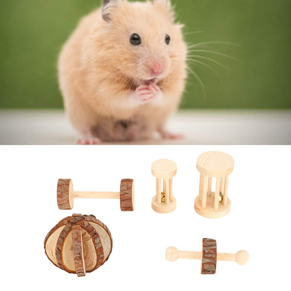 YOUTHINK 5 Unids/Set Pequeño Juguete para Mascotas, Juguete De Seguridad De Madera Juguete Dientes Molares Juguete para Conejo De Guinea Hamster Rata Rata