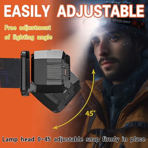 ALFFREUDE Stirnlampe Led Wiederaufladbar 2 Stück 2000 Lumens Superhell Kopflampe mit 5 Modi Headlamp Wasserdichte Sensor Stirnlampe Stirnlampe Joggen Camping Radfahren Angeln – Bild 6