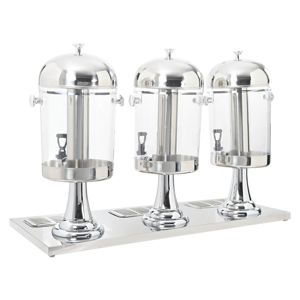 Mangloder - Dispenser di bevande a 3 scomparti in acciaio inox, 3 x 8 litri, dispenser per acqua, succo con rubinetto, vaschetta raccogligocce e cilindro per cubetti di ghiaccio, per bar, buffet
