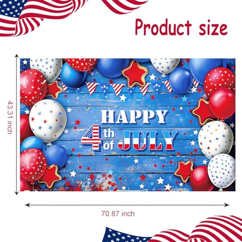 Image of 4th of July Banner Outdoor Patriotic Memorial Day Independence Day Banner Independence Day Flag 4th of July Flag Day Yard Sign Bunting Background for Photography 4th of July Party Supplies 71x43 inch